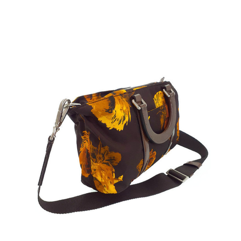Prada Flower Pattern Handbag Brown - image 2